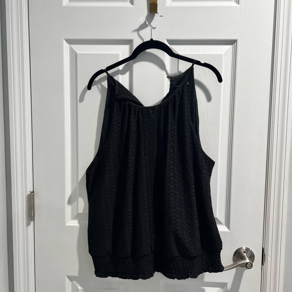 WHBM black eyelet halter top. Size XL